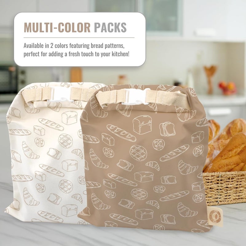Cozy Bread ® Reusable Bread Bag Set for Home Bakers | USA Brand | Charming Designs (Bread) - Image 3
